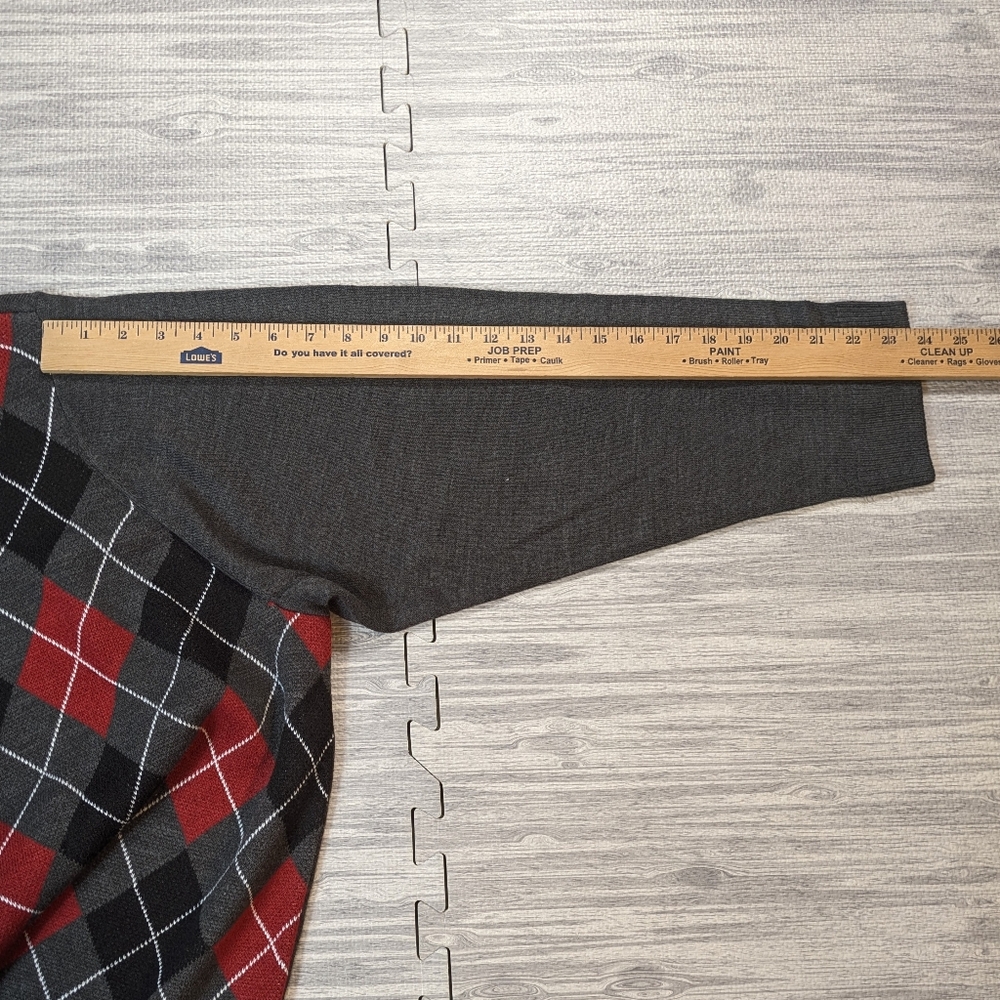 Croft & Barrow Women's Argyle Cardigan Charcoal Red Preppy Academia Classic 4X - Picture 6 of 9